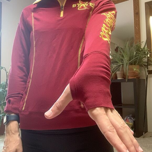 Iowa State ISU 1/4 Zip (M) Women's Top - Red Cyclones Thumb Holes Athletic Sport - Picture 3 of 10
